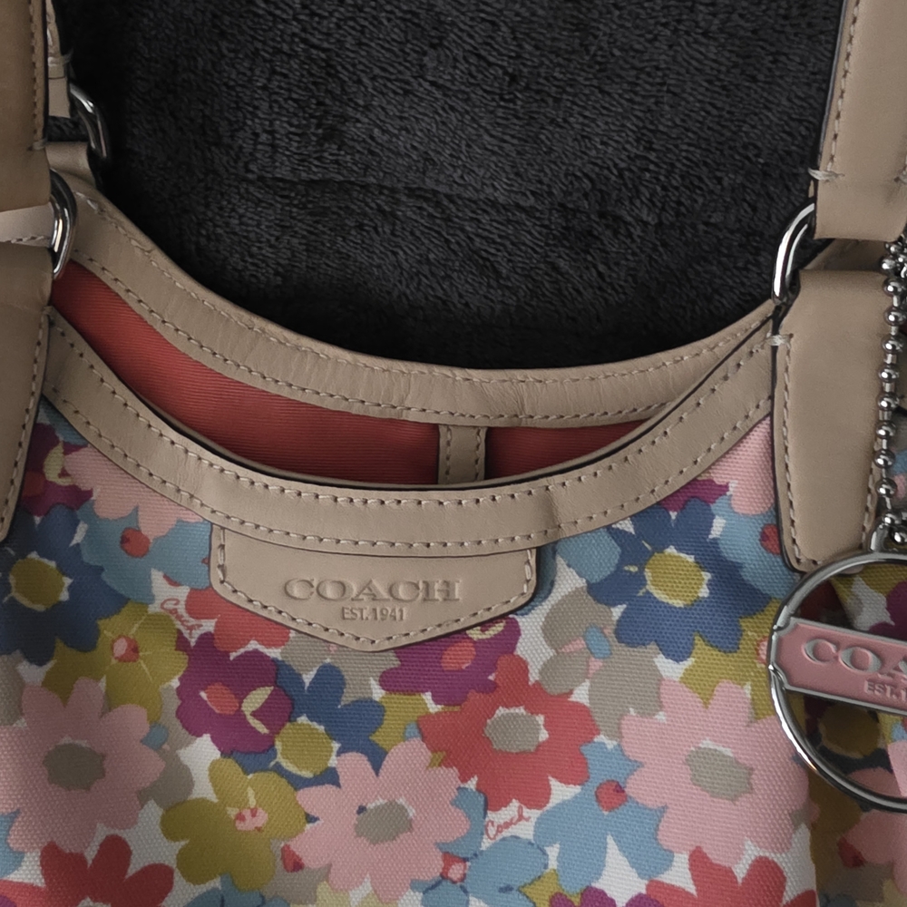 RARE NWOT COACH Peyton Floral Print Multicolor Canvas Satchel Tote Shoulder Bag - Picture 3 of 7